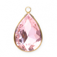 Roestvrij stalen (RVS) Stainless steel bedels facet druppel Gold-pink