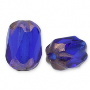 Czech kralen FPB ovaal 6x4mm Dark sapphire-bronze