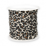 Stitched elastisch lint leopard Camel brown-black