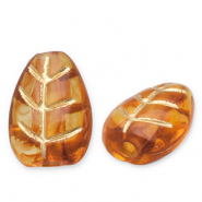 Acryl kralen blad Cognac brown-gold