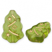 Acryl kralen kerstboom Olive green-gold