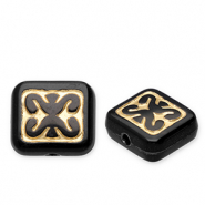 Acryl kralen rechthoek Black-gold
