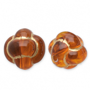 Acryl kralen Chinese knoop Cognac brown-gold