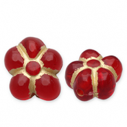 Acryl kralen bloem Red-gold