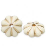 Acryl kralen spacer bloem Off white-gold