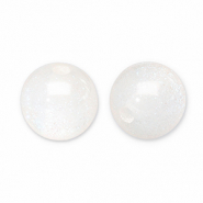 12 mm acryl kralen met glitter White-turquoise