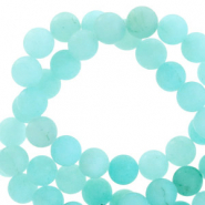 Half edelsteen kralen rond 8mm mat Tropical blue
