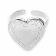 Roestvrij stalen (RVS) Stainless steel ringen hart Silver