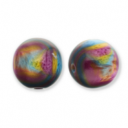 Resin kralen met glitter 12mm Purple-blue-gold