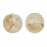 12 mm acryl kralen rond Beige brown-white