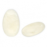 Acryl kralen langwerpig ovaal Off white-white