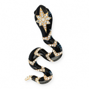 Statement broches met oogje slang Gold-black-transparent