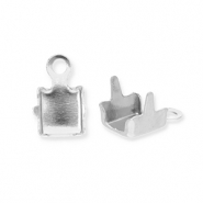 Roestvrij stalen (RVS) Stainless steel onderdelen eindkapjes voor strass chain 2mm Silver