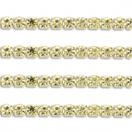 Roestvrij stalen (RVS) Stainless steel strass chain 4mm Gold-champagne