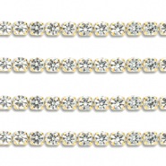 Roestvrij stalen (RVS) Stainless steel strass chain 2mm Gold-crystal