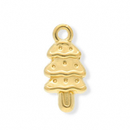 Roestvrij stalen (RVS) Stainless steel bedels kerstboom Gold