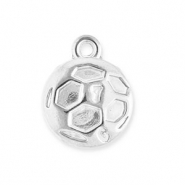 Roestvrij stalen (RVS) Stainless steel bedels voetbal Silver