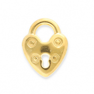Roestvrij stalen (RVS) Stainless steel bedels slot hart Gold