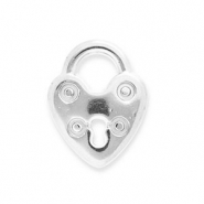 Roestvrij stalen (RVS) Stainless steel bedels slot hart Silver