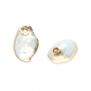Zoetwaterparels bedel Natural white-gold