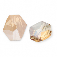 Fashion Facet kralen hexagon Peachy beige-pearl shine coating