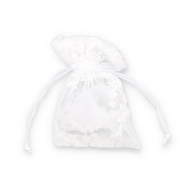 Sieraad zakje organza bloem White