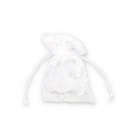 Sieraad zakje organza bloem White