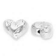 Roestvrij stalen (RVS) Stainless steel kralen hart met strass Silver-transparent