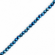 Top Facet kralen rond 3mm Metallic teal blue