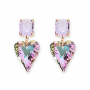 Oorbellen / oorstekers van Crystal Glass rechthoek-hart Lavender-multicolor AB coating