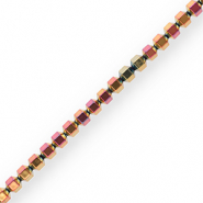 Hematite kralen hexagon Pink-yellow-AB coating