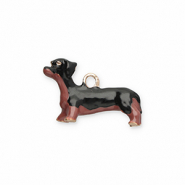 Bedels metaal teckel Gold-black-dark brown