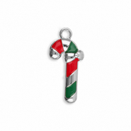 Bedels metaal zuurstok Silver-red-green