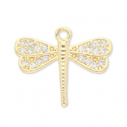 Brass TQ metaal bedels libelle Gold-transparent
