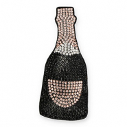 Statement hangers met strass fles champagne Black-rose gold-crystal