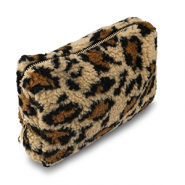 BY31® Etui teddystof met luipaardprint Light brown-brown-black