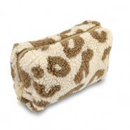 BY31® Etui teddystof met luipaardprint Beige brown-brown