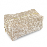 BY31® Etui velvet met gestikte cirkels Beige