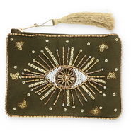 Etui Alziend oog Dark olive green-gold-white