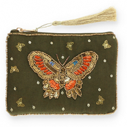 Etui vlinder Dark olive green-gold-orange-blue