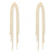 Eco-brass® metaal oorbellen / oorstekers met zirkonia Gold-crystal