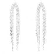 Eco-brass&reg; metaal oorbellen / oorstekers met zirkonia Silver-crystal