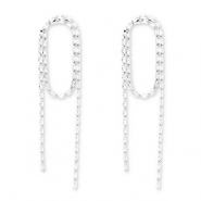 Eco-brass&reg; metaal oorbellen / oorstekers met zirkonia Silver-crystal
