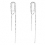 Eco-brass&reg; metaal oorbellen / oorstekers met strass Silver-crystal