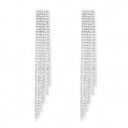 Eco-brass&reg; metaal oorbellen / oorstekers met strass Silver-crystal