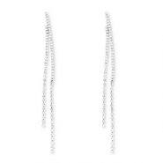 Eco-brass&reg; metaal oorbellen / oorstekers met strass Silver-crystal