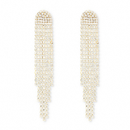 Eco-brass&reg; metaal oorbellen / oorstekers met strass Gold-crystal