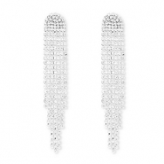 Eco-brass&reg; metaal oorbellen / oorstekers met strass Silver-crystal