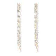 Eco-brass&reg; metaal oorbellen / oorstekers met strass Gold-crystal