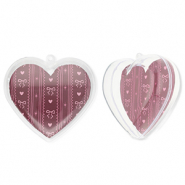 Transparant ornament hart Transparent-berry wine red-light pink